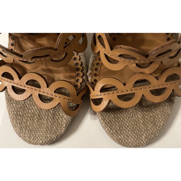 Tory Burch leather Scalloped Cutout Alingback Heels Tan Womens 8.5 - Picture 9 of 10